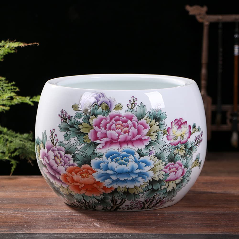 DFGHNBVC Jingdezhen Ceramic Flowerpot For Cactus Succulent Plant Pot Chinese Style Bonsai Pots Flower Pot NO Drainage Hole Container Planter For Home Garden Decor,C