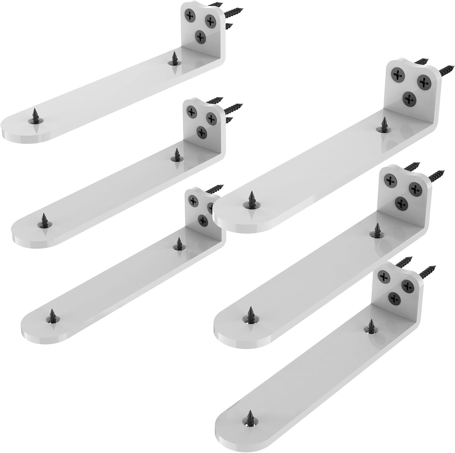 Floating Shelf Bracket, 8 Inch 6PACK White Heavy Duty Shelf Bracket,Hidden Shelf Brackets 1/5 in Thick,L Brackets Support for Shelves,Suitable for Kitchen, Study Or DIY,Holds Over 160lb+