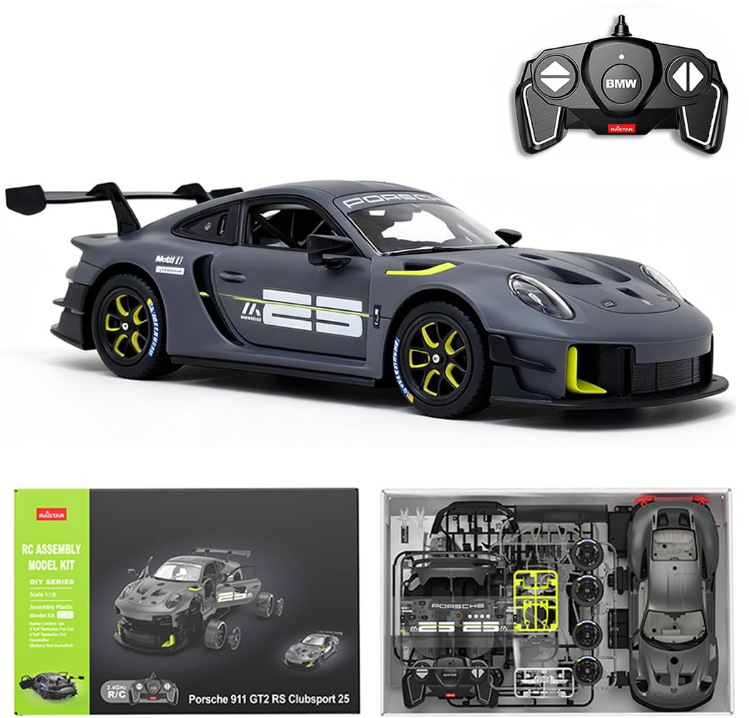 Licensed 1/18 RC Car Building Kit for Porsche 911 GT2 RS Clubsport 25, Grey