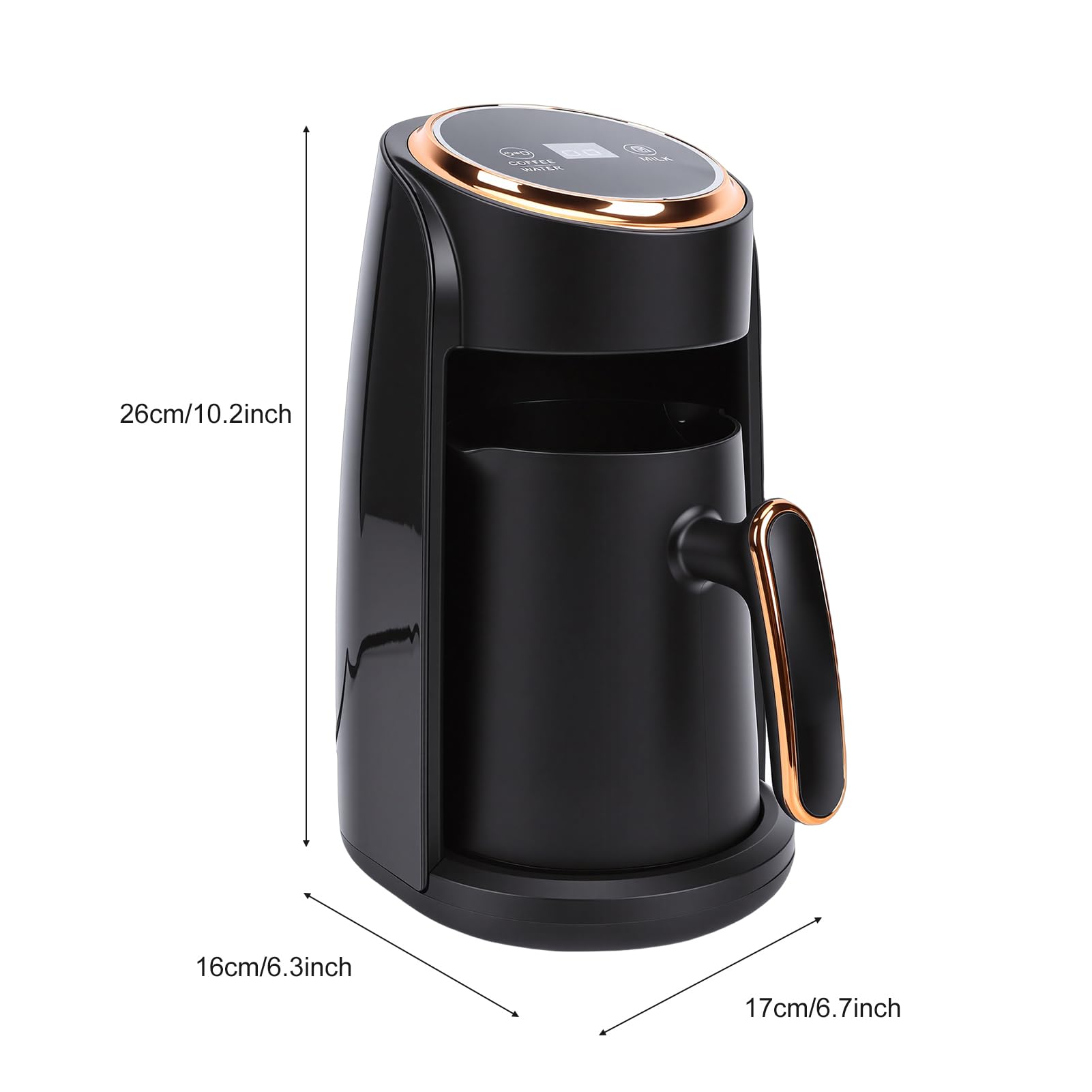 Cafetera Eléctrica para Café Griego, 600 W de Potencia de Vapor, Capacidad para 3-5 Tazas, Diseño Compacto, Depósito de 0,5 L, Espumador de Leche para Latte y Capuchino