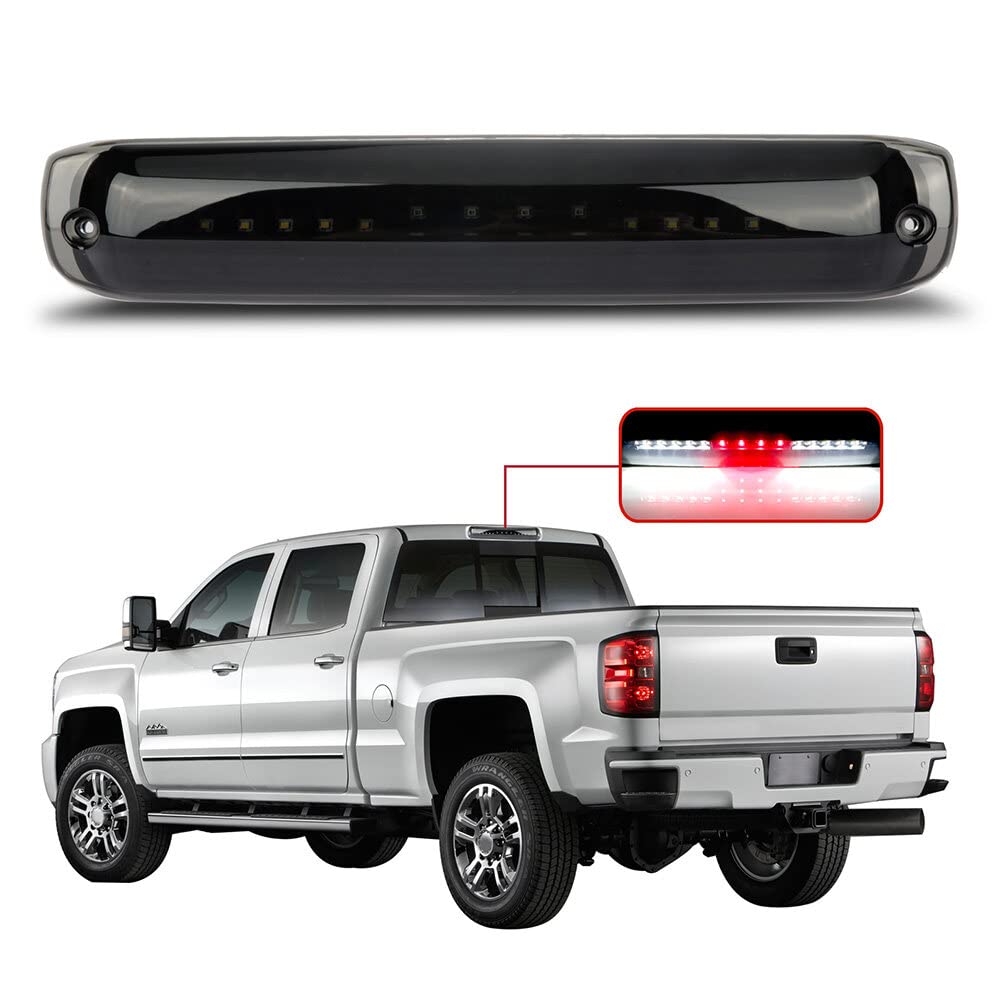 LBRST Rear High Mount Stop Brake Lights LED Third Brake Cargo Light Fit For Chevrolet 1999-2007 For GMC 1999-2007 Third Rear Cab Roof Center Tail Cargo Lamp Black Housing Smoke Lens