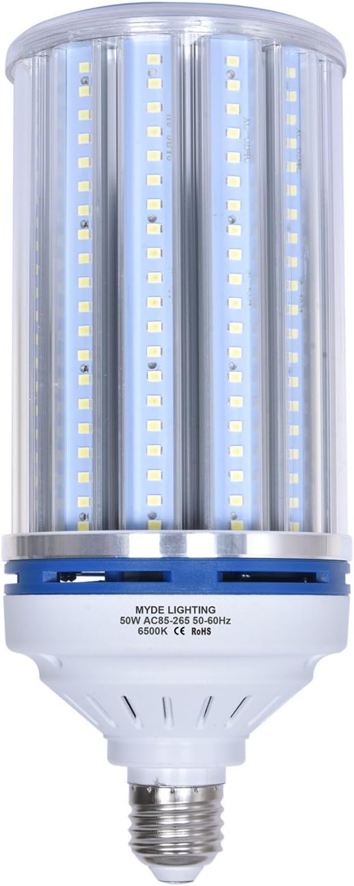 50W LED Corn Bulb 400 Watt Equivalent, E26 Medium Base 6500Lm 6500K Daylight, Replacement Energy Efficient Lighting Options for High Pressure Sodium and/or Metal Halide Applications