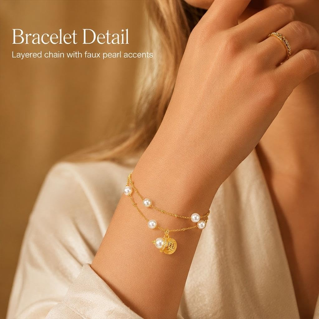 Set Gioielli Zucca Portafortuna Per Donna, Con Collana E Bracciale