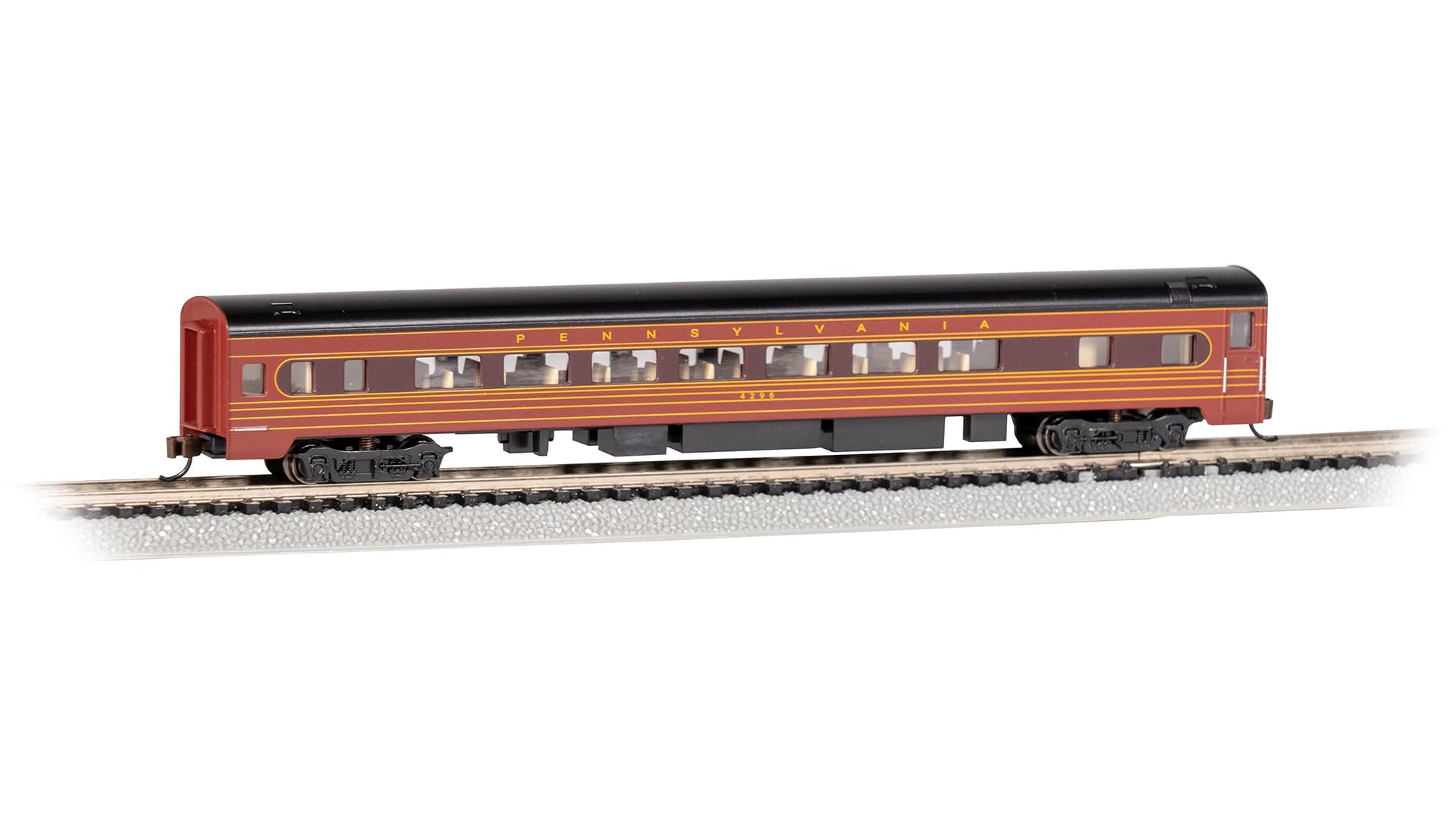 Voiture pour autocar PRR 4296 Bachmann Trains 85 pi échelle N évitez les déraillements