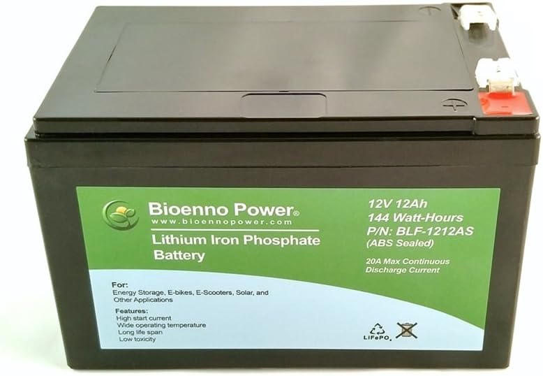 Bioenno Power BLF-1212AS 12V 12Ah LFP LiFePO4 Lithium Iron Phosphate Battery - 20A Max