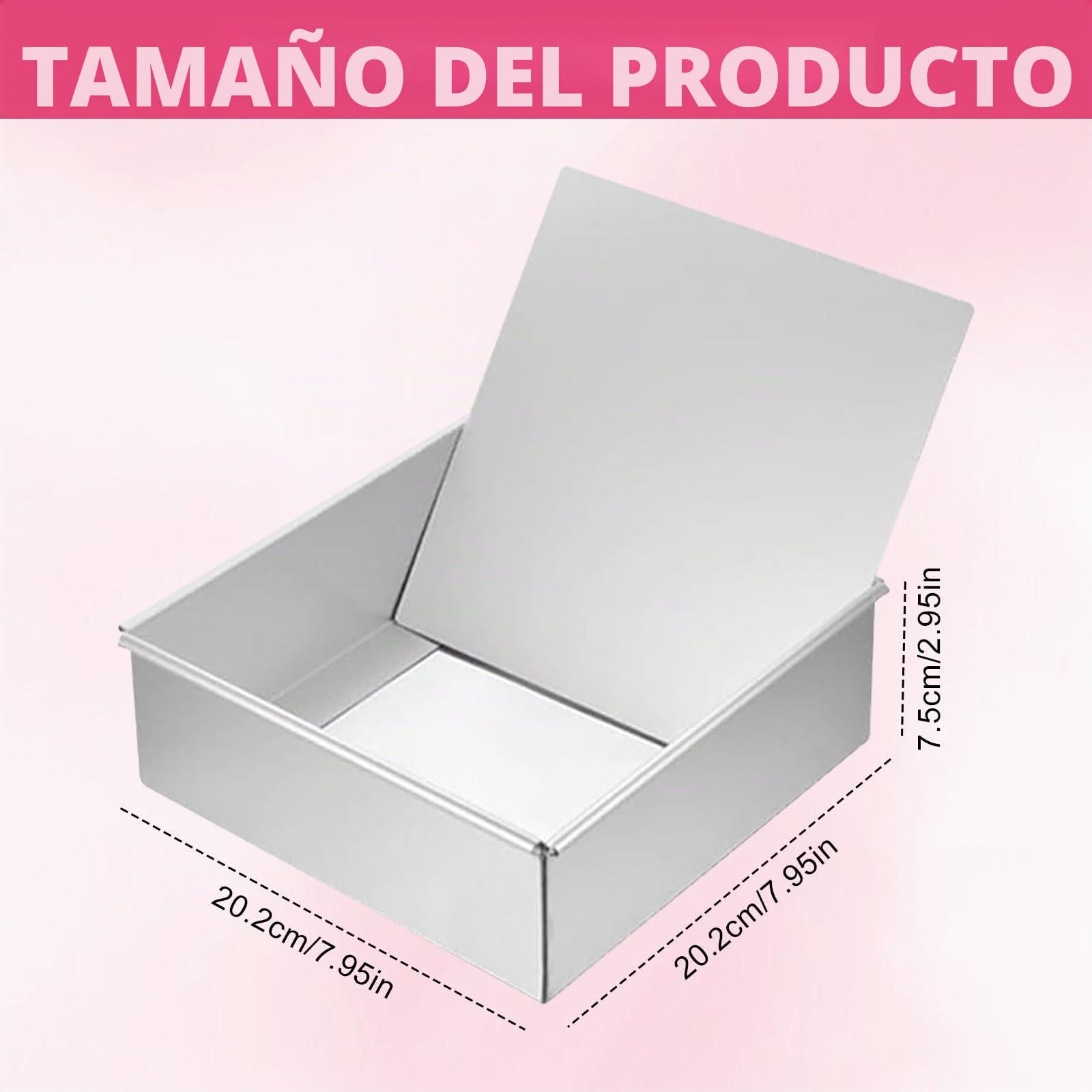 Molde cuadrado de aluminio anodizado de 20,5 cm con revestimiento antiadherente y base extraíble, molde para tartas rectangular de 20,5 cm