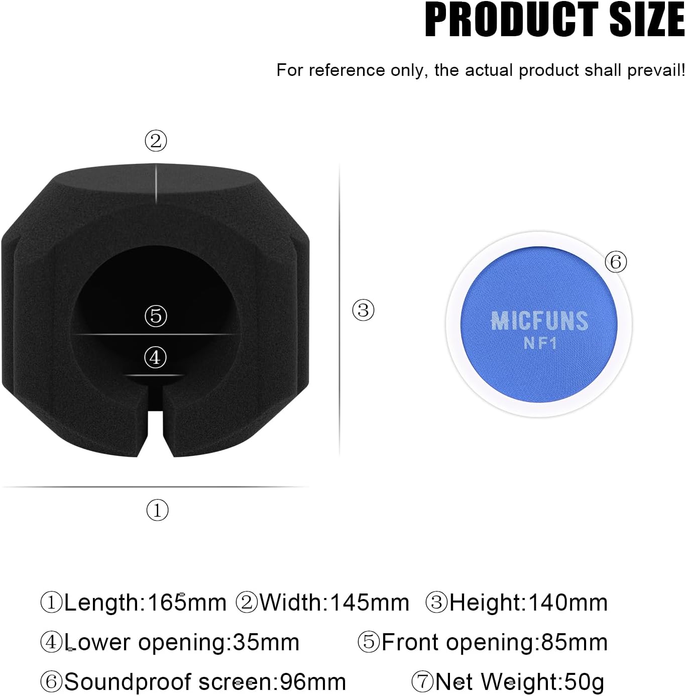 nf1 Microphone Pop Filter Shield Accessory Windscreens Pop Filter,Acoustic recording filter and noise, reflection reducing soundproof cover 45mm-60mm Microphones (Blue)