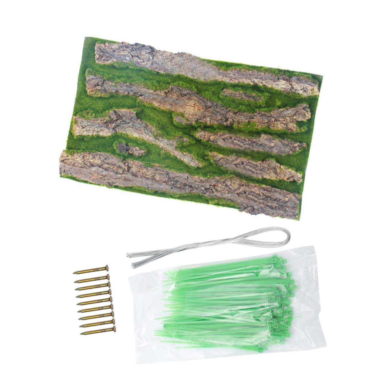 HANABASS Emulated Bark Board Aquarium Background Decoration 30x50cm with Cable Ties Lifelike Fish Tank Landscape Bark Adorns for