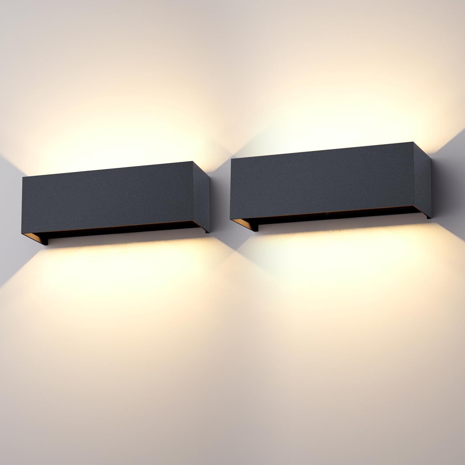 Klighten 30W Außenlampe Außenwandleuchte Anthrazit, 2PCS Aussenleuchte Aussenlampe Wand UP Down, IP65, Wandleuchten Innen/Außen Mit Einstellbar Abstrahlwinkel,für Wohnzimmer Garten, Warmweiß 3000K
