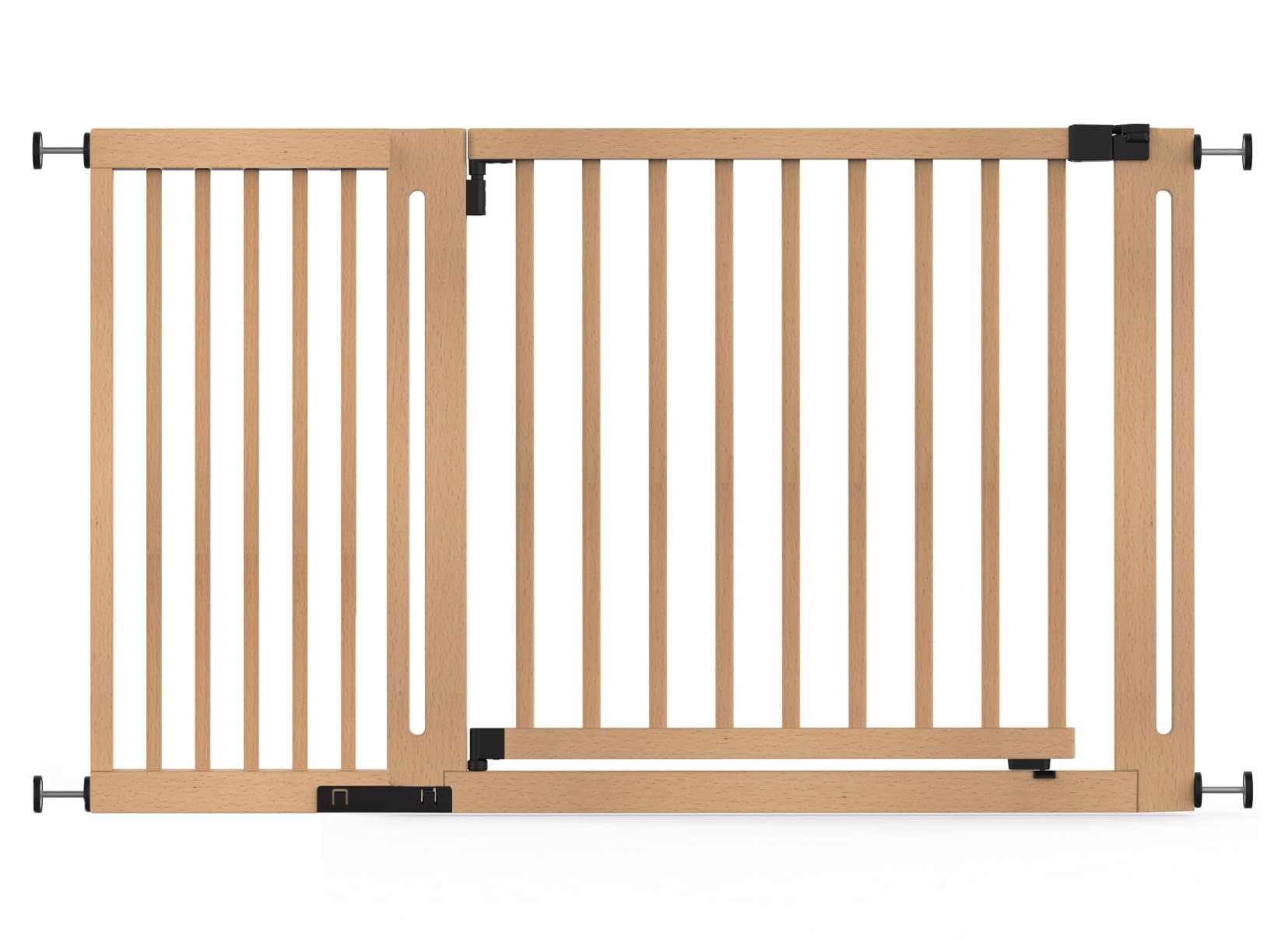 Safetots Puerta Elegante de Seguridad de Madera para Bebés, Madera Natural, 135cm - 143cm, Puerta de Seguridad con Ajuste por Presión, Puerta Extra Ancha de 73cm Puerta Extra Ancha