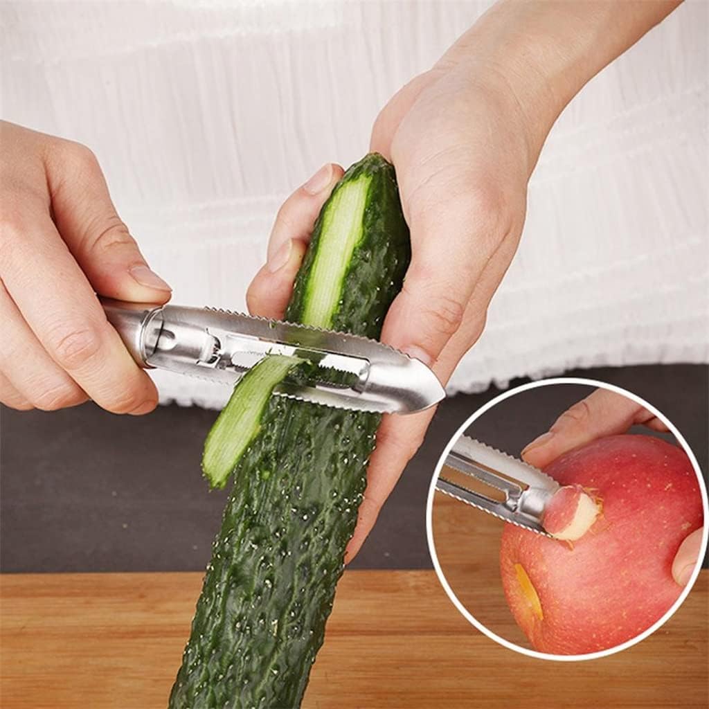 5pcs Stainless Steel Fruit Cutting Tool Melon Spoon Peeler Carving Kitchen Utensils Practical