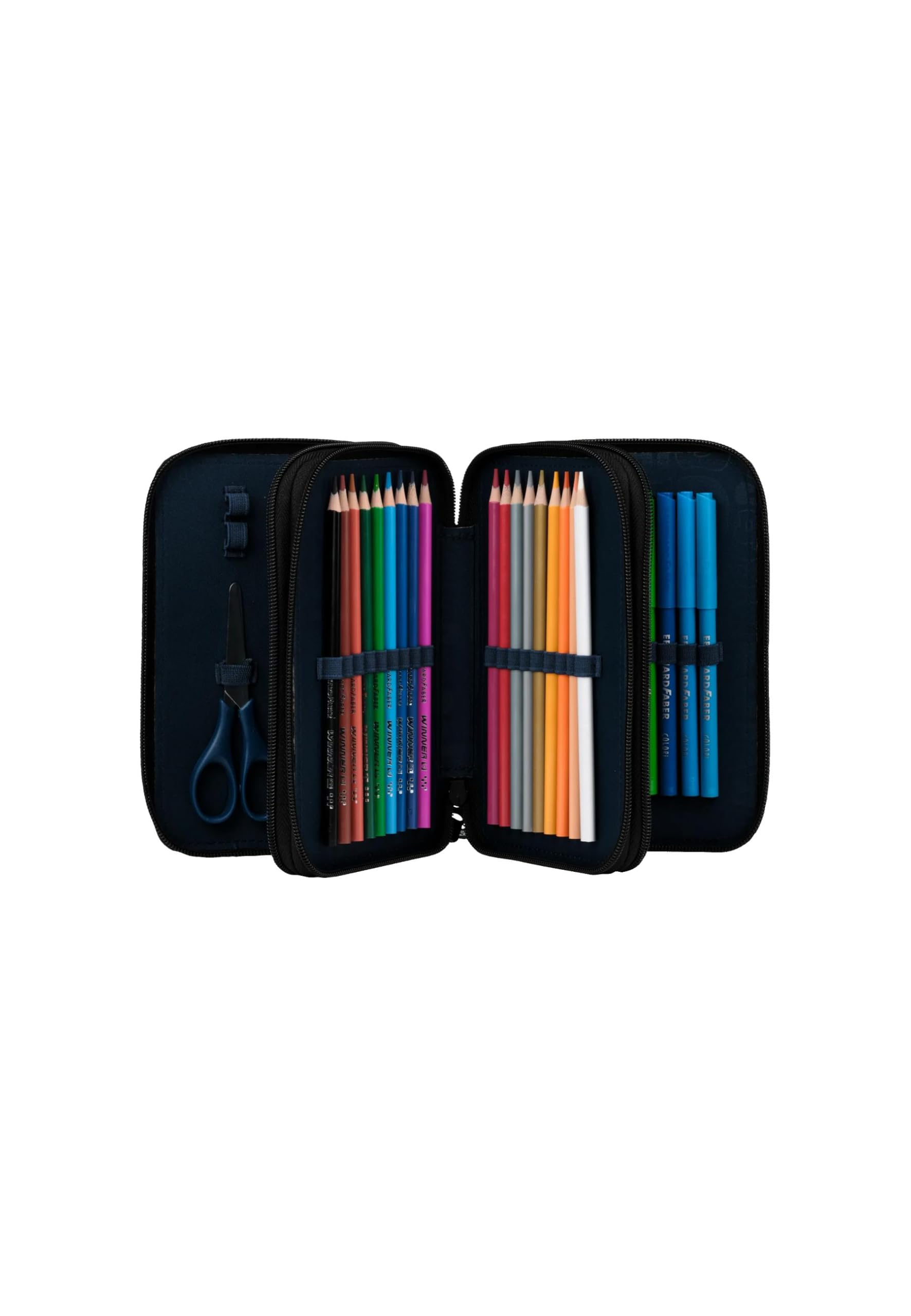 ergobag Lyra - Set di 40 matite colorate e feltro, con scomparto per monete, righello, forbici