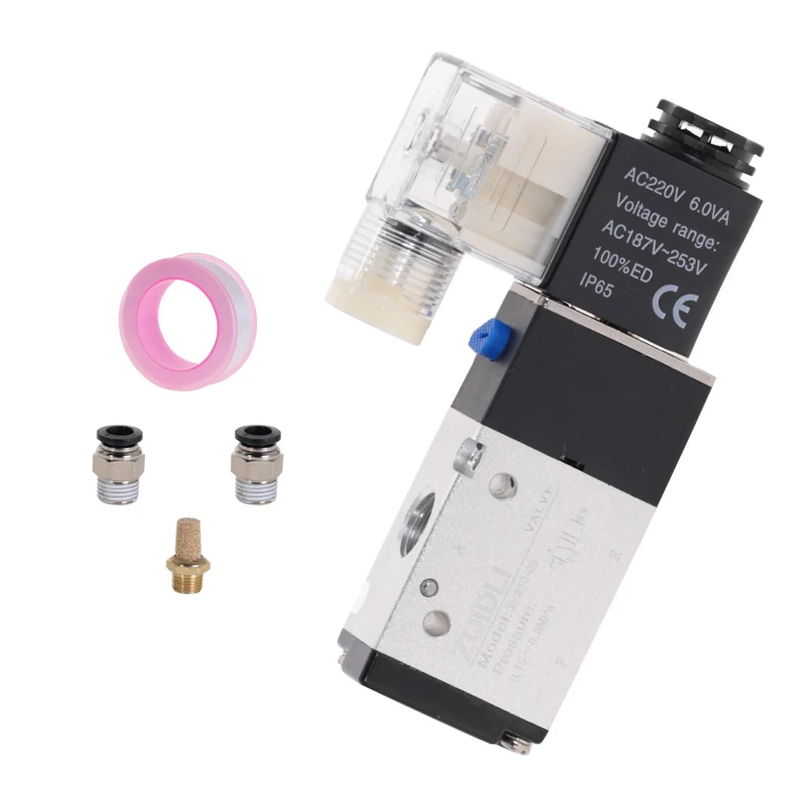 Distributeur pneumatique 3V210-08 AC110V électrovanne 3 voies 2 positions air 4mm