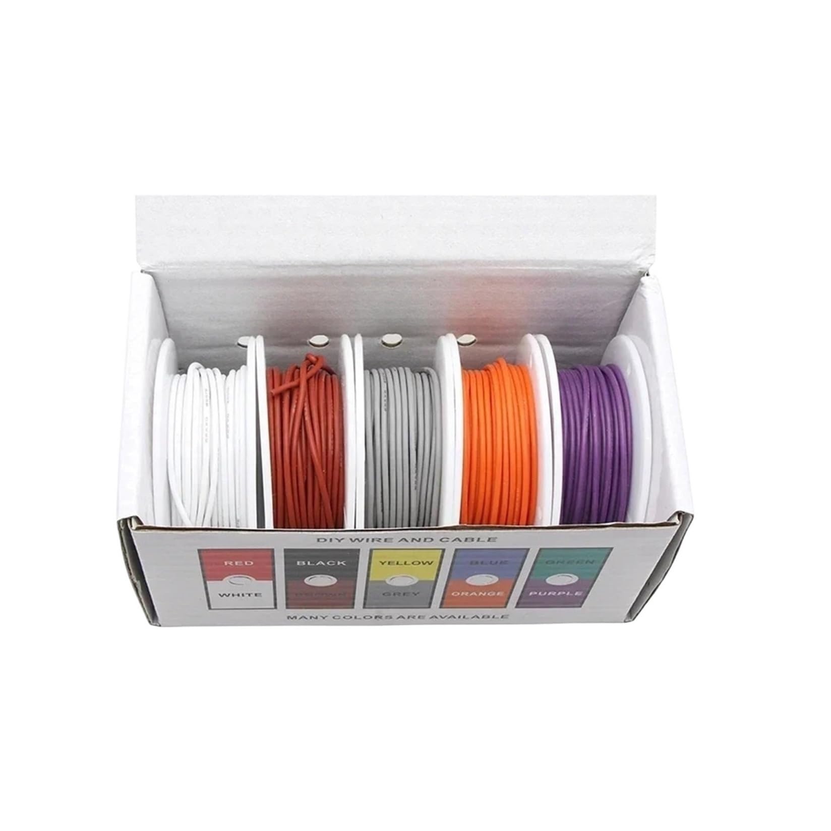 (Kit de mezcla de 5 colores) Cable de silicona Flexible resistente al calor 30/28/26/24/22/20/18/16AWG Cable trenzado cables eléctricos de cobre estañado(Boxed 2,3 boxes,30AWG x20m x5 rolls)