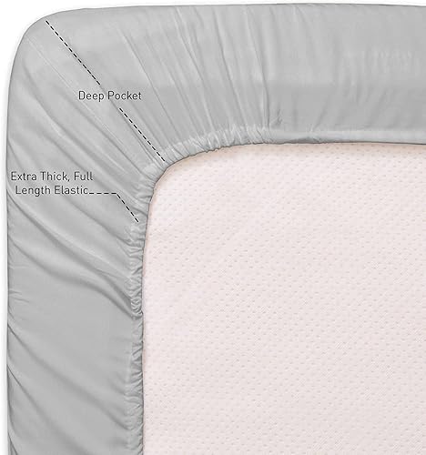 Miniatura 9 de Home Must Haves Juego de sábanas de lujo de 4 piezas de color sólido bordado 2000, extra suave, acogedor, 12 pulgadas de profundidad con fundas de