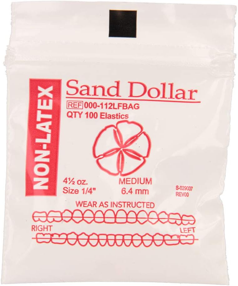 American Orthodontics Elastics Non-Latex Sea Life Sand Dollar | Medium, 4.5 Oz, 1/4" Size, 30 Packs Per Box, 3,000 Total | Made in The USA | Consistent Force, Hypo-allergenic Non-Latex Material
