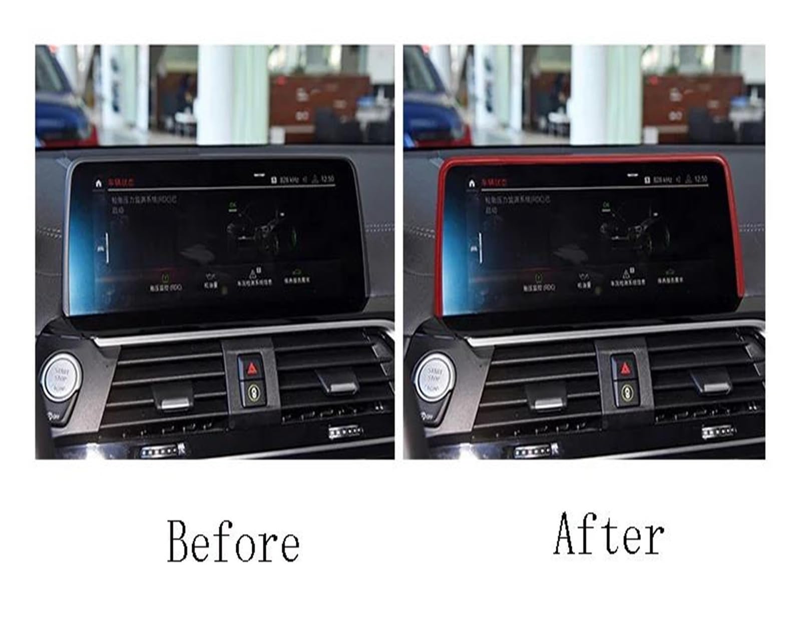 Kratzfeste Armaturenbrettverkleidung Auto Center Konsole GPS Navigation Bildschirm Rahmen Dekoration Abdeckung Aufkleber Trim Für X3 X4 G01 G08 G02 Innen Zubehör(Rot)