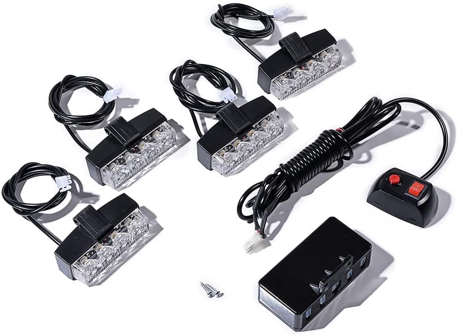 Kit De 12 Luces LED Estroboscópicas De Emergencia De Color Rojo Y Blanco Montaje Empotrado En Superficie Rejilla De Advertencia De Peligro Luz