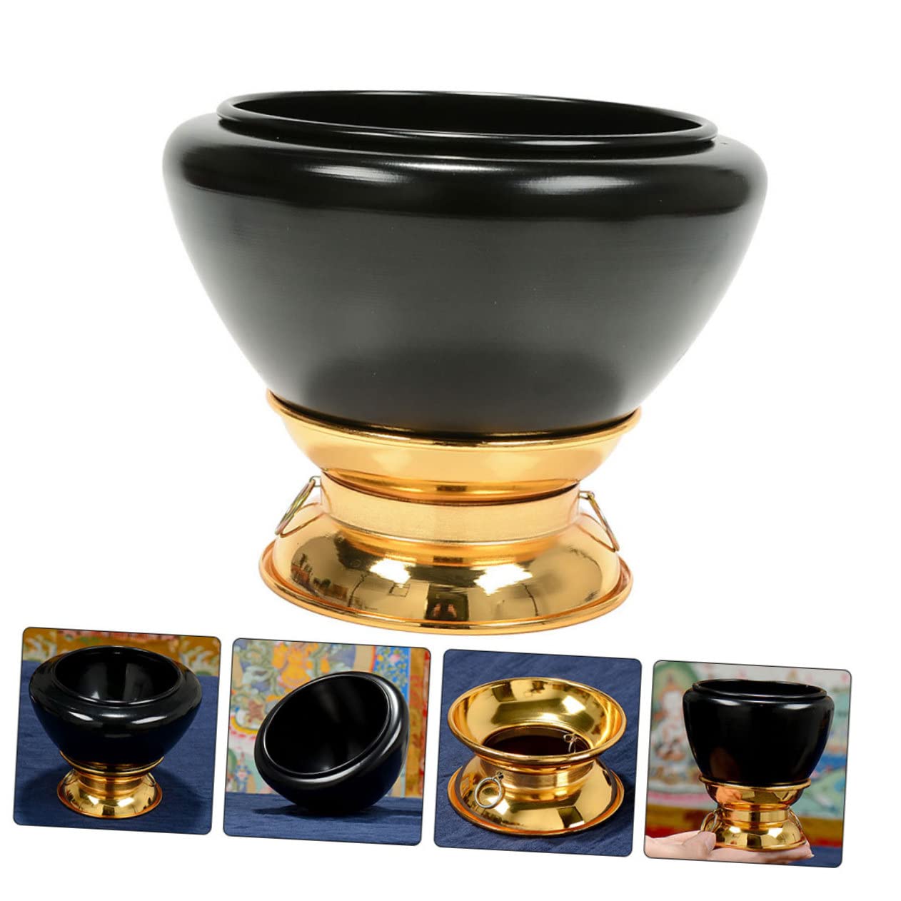 5 pezzi Decorazione spirituale Ciotole per chakra Ciotole per offerte d'acqua Ciotole per mano da meditazione Musica per meditazione Ciotola per il suono Guarigione Cuscino per la meditazione Strum