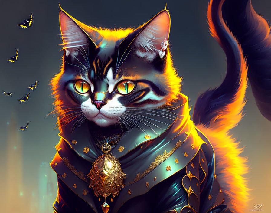 Chat effrayant Halloween poster toile 58x90 cm décoration murale fantaisie