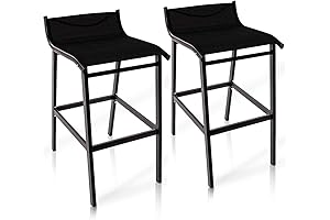 Sundale Black Metal Bar Stool with Back - Set of 2