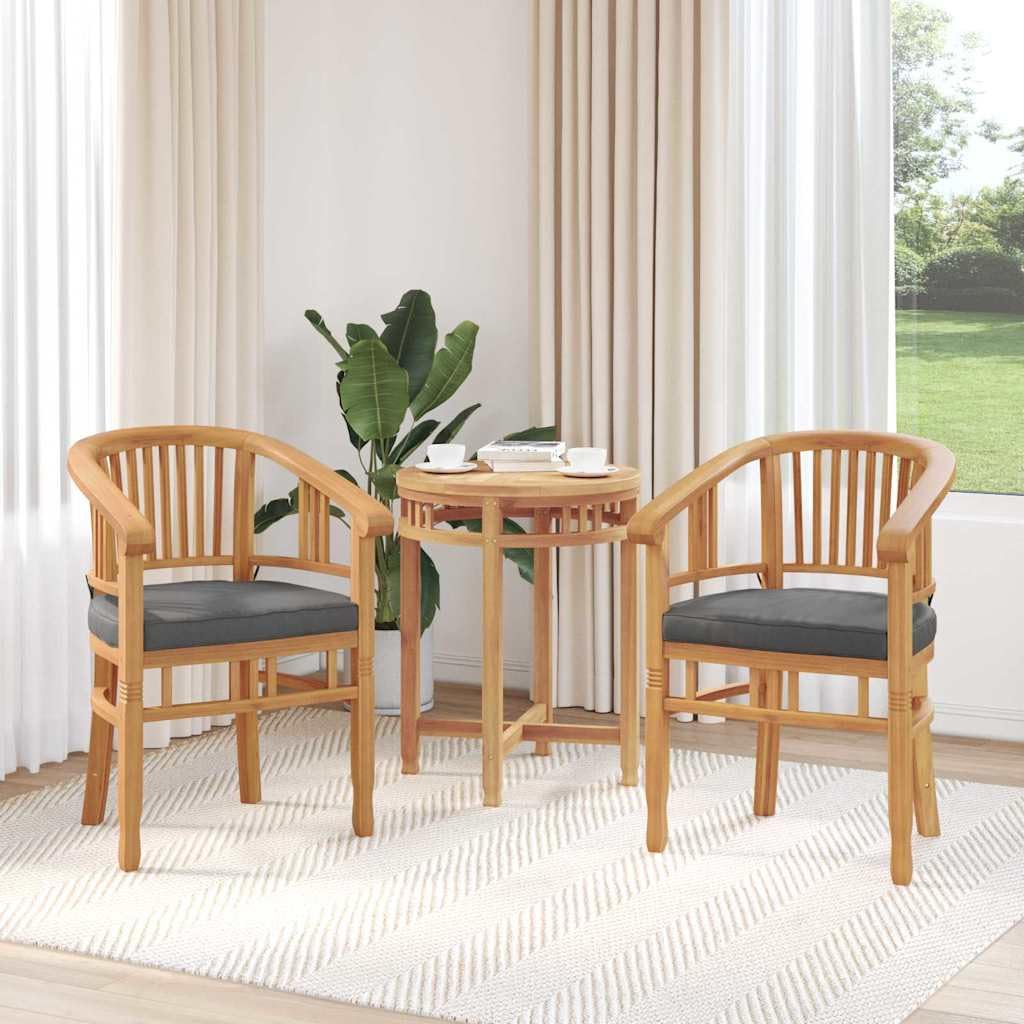 Set di 2 Sedie da Giardino in Legno Massello di Teak