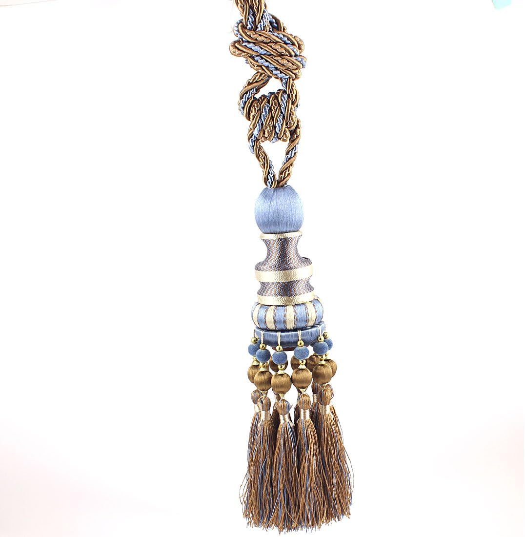 Beaded Window Curtain Tassel Fringe Tieback Tie Back 2Pcs Blue (id: 112 919 6a9 9eb ab0