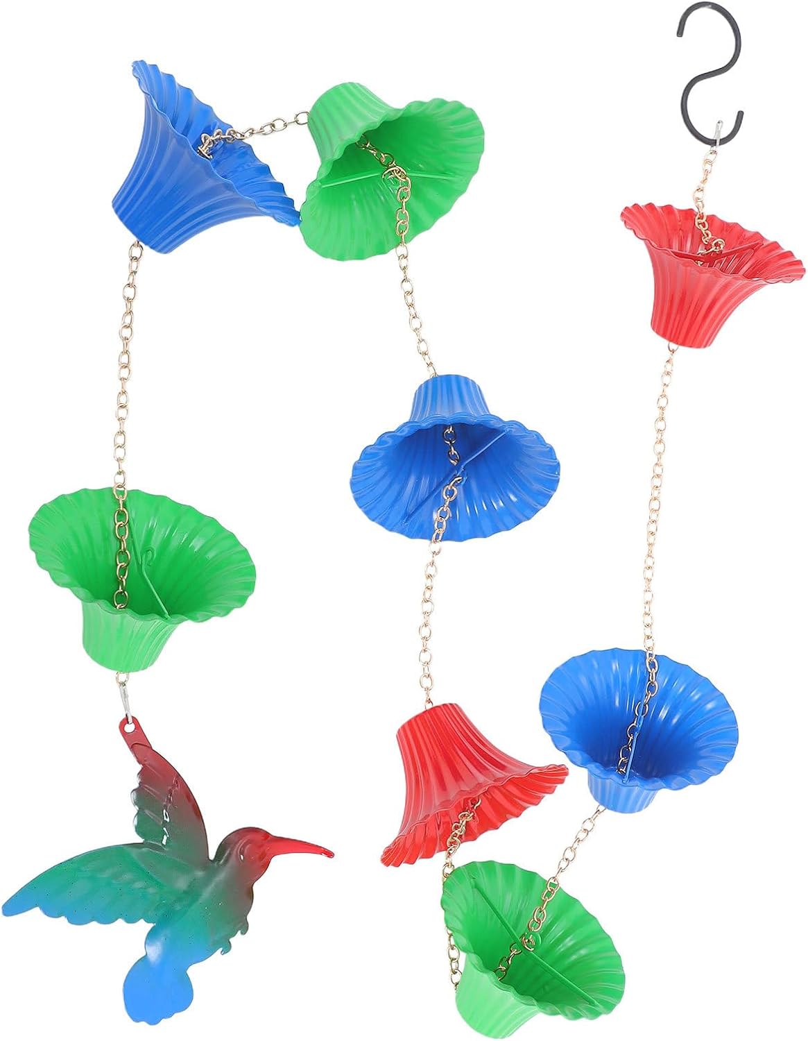 Garden Rain Chain Hanging Ornaments 8-Bead Flower Basket Rain Chains for Downspouts Outdoor Patio Yard Decorative