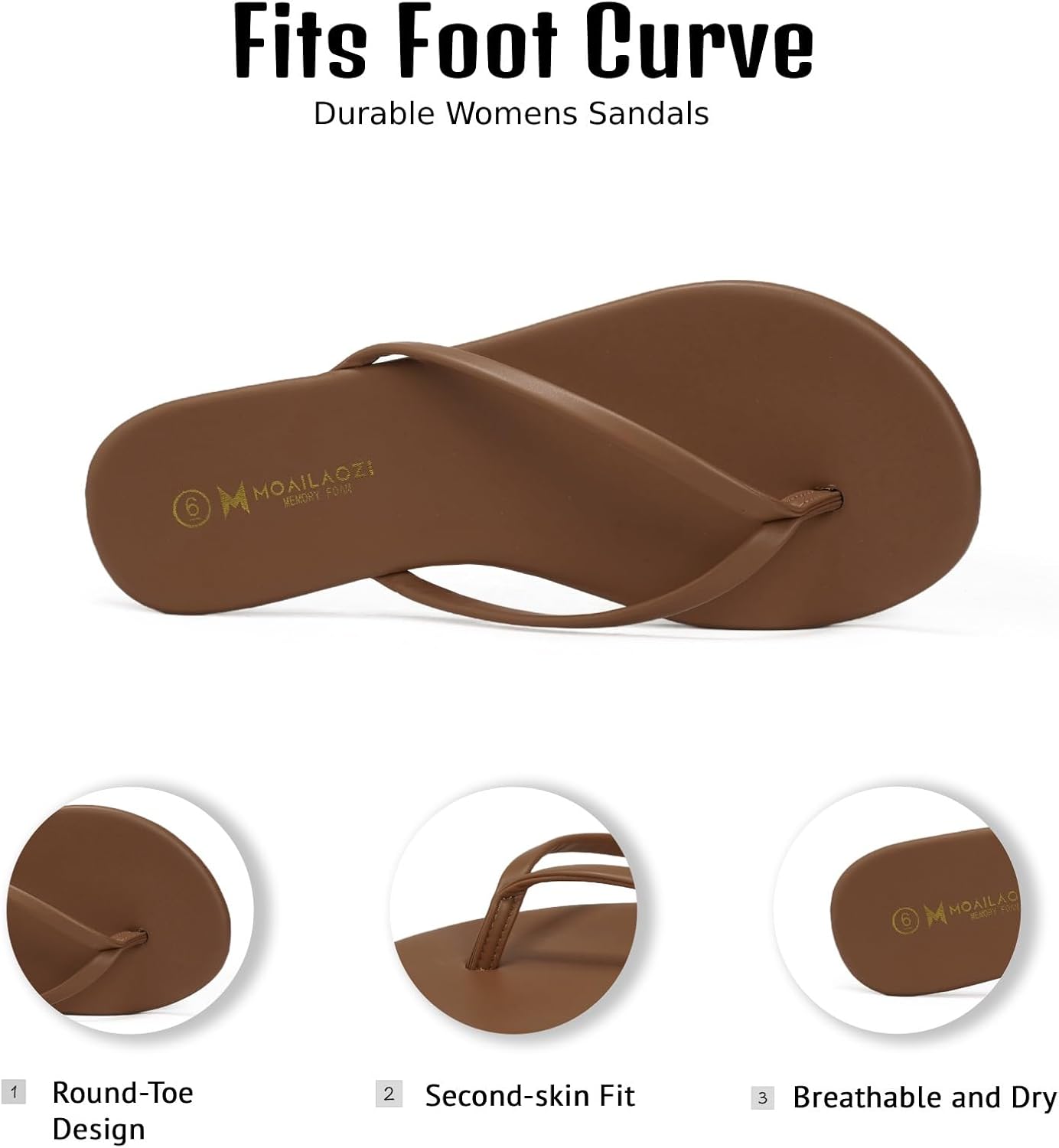 Flip Flops for Women With Memory Foam Insole Support,Soft Fabric Fits Comfortably Lightweight Slippers, Non-Slip Durable Beach Sandals Slip On Thong Cushion Flat Dressy