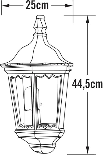 Konstsmide 7229-750 Firenze Lampada da parete 25x16x44,5 cm (BxPxH), 1 x 100 W, IP43, Colore Nero opaco - 3