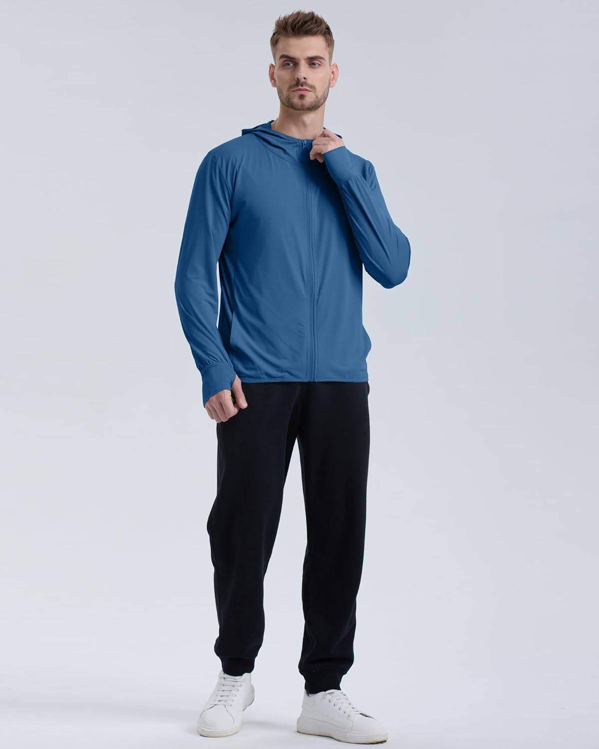 Men's UPF 50+ Sun Protection Lightweight Hoodie Jacket Full Zip Long Sleeve Hiking Fishing Outdoor Performance - Image 6