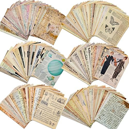200 Sheets of Vintage Scrapbook Paper, Journaling Scrapbooking Supplies Craft Decoupage Papers Kit, Ephemera for Junk Journal Bullet Journals Well Posters Room Decor for Card Making Decorative Gift