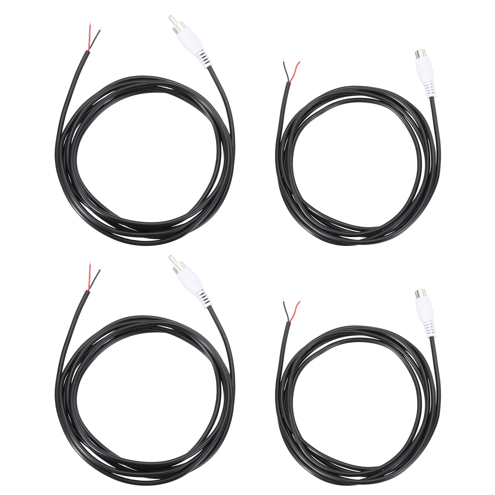 Câble haut-parleur RCA vers fil nu 22 AWG blanc lot de 4 de 2 mètres - 7