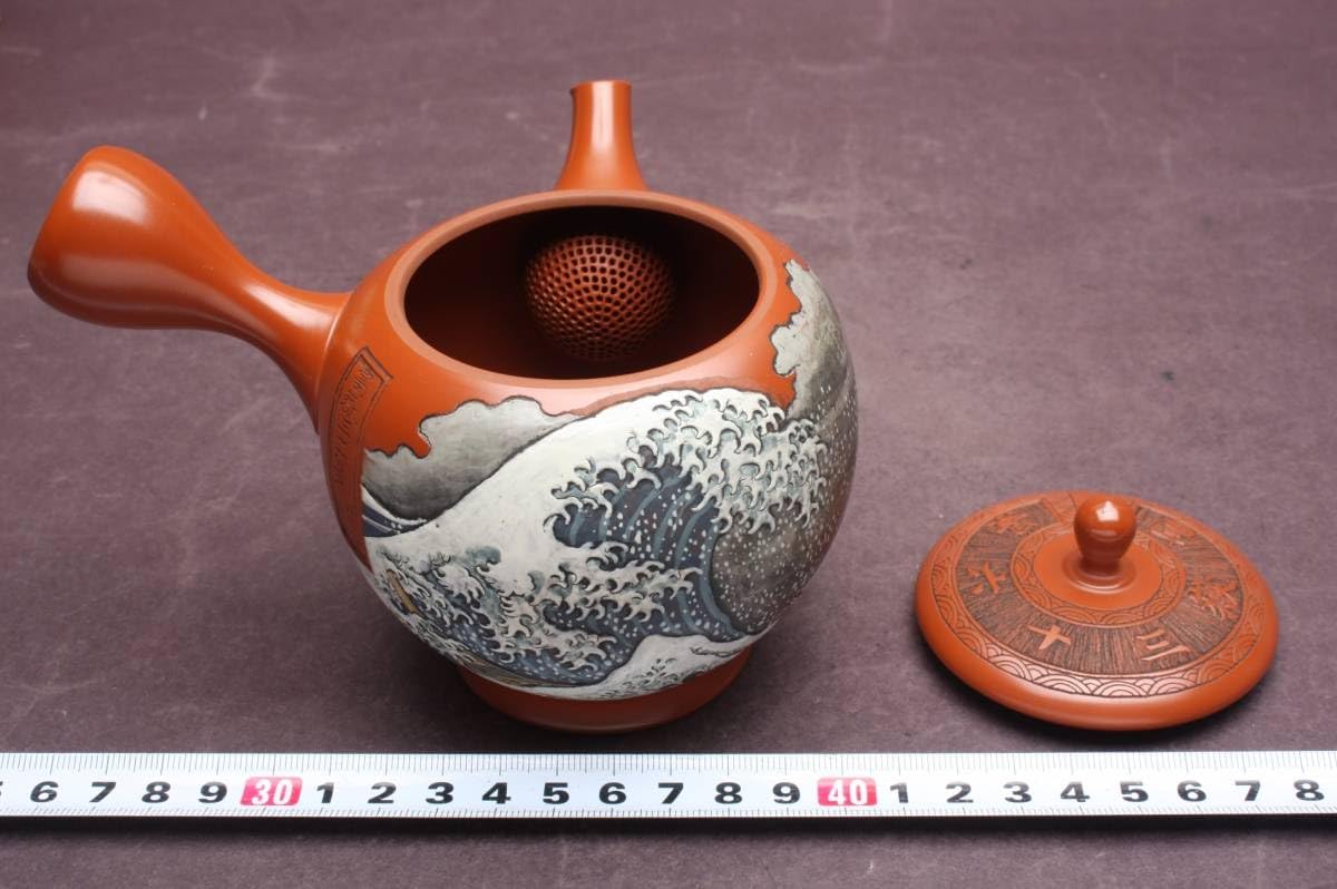 Amazon.co.jp: 常滑焼 名工 彫師 吉川壺堂 吉川雪堂 冨嶽三十六景 朱泥