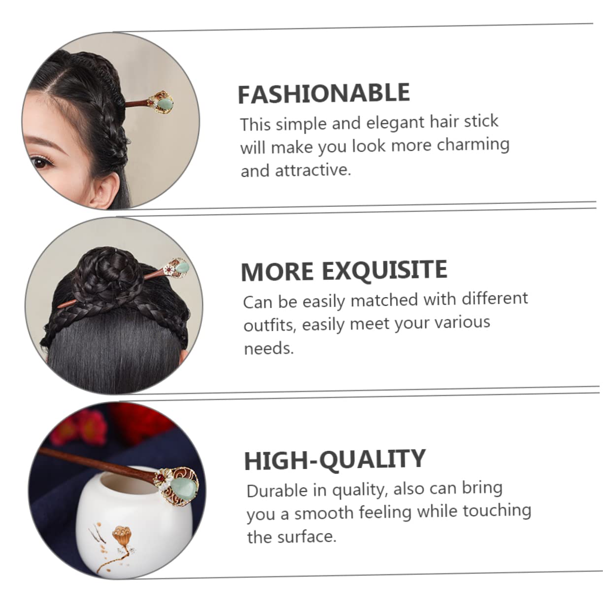FRCOLOR 3 Pezzi Di Forcina Per Con Cinese Per Chignon Per Feste E Styling Quotidiano