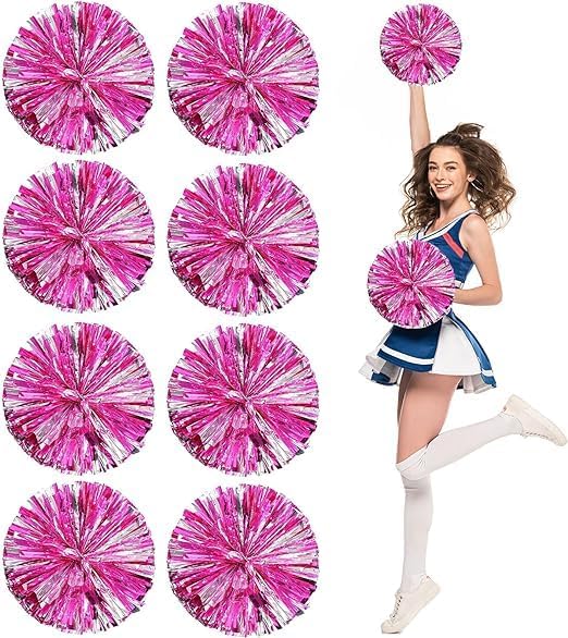 Cheerleader Pom Poms, 8 Pack Cheer Pom Pom Sports Dance Cheer Plastic Pom Poms Cheerleading for Sports Team Spirit Cheering