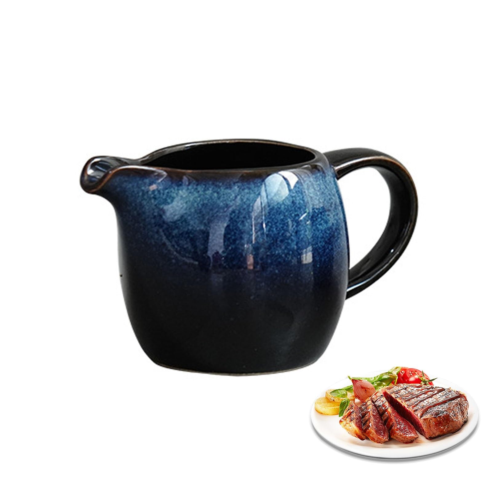 Pojemnik na sos, ceramiczny dzbanek na sos z uchwytem, porcelanowy dzbanek do sosu, sosu sałatkowego, śmietanki, miski do maczania, pojemność 470 ml
