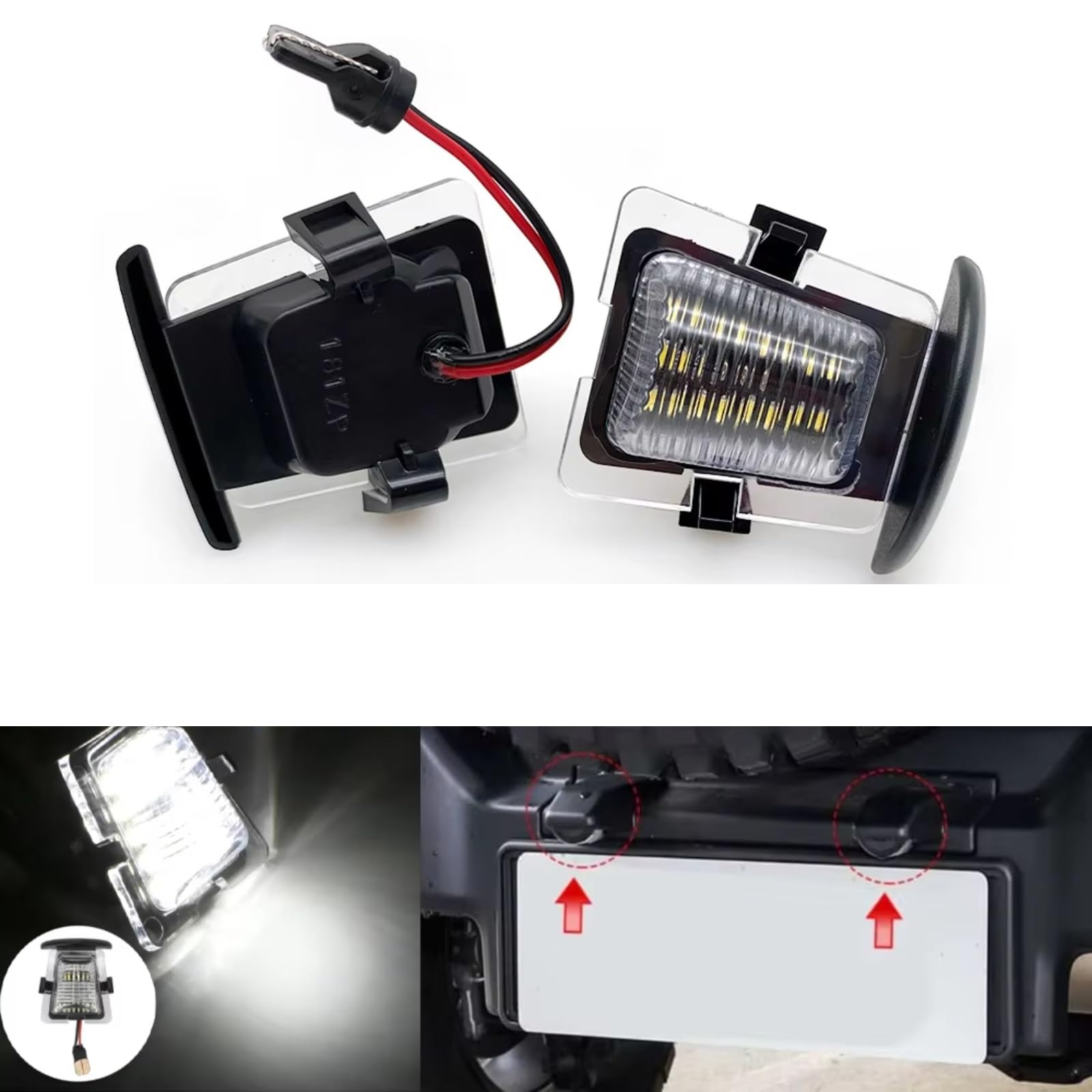 Iluminación Matricula Vehiculo Compatible Con Jeep Para Wrangler JK JKU 2007, 2008, 2009, 2010, 2011, 2012, 2013, 2014, 2015, 2016, 2017 Y 2018. 2 Luces De Matrícula