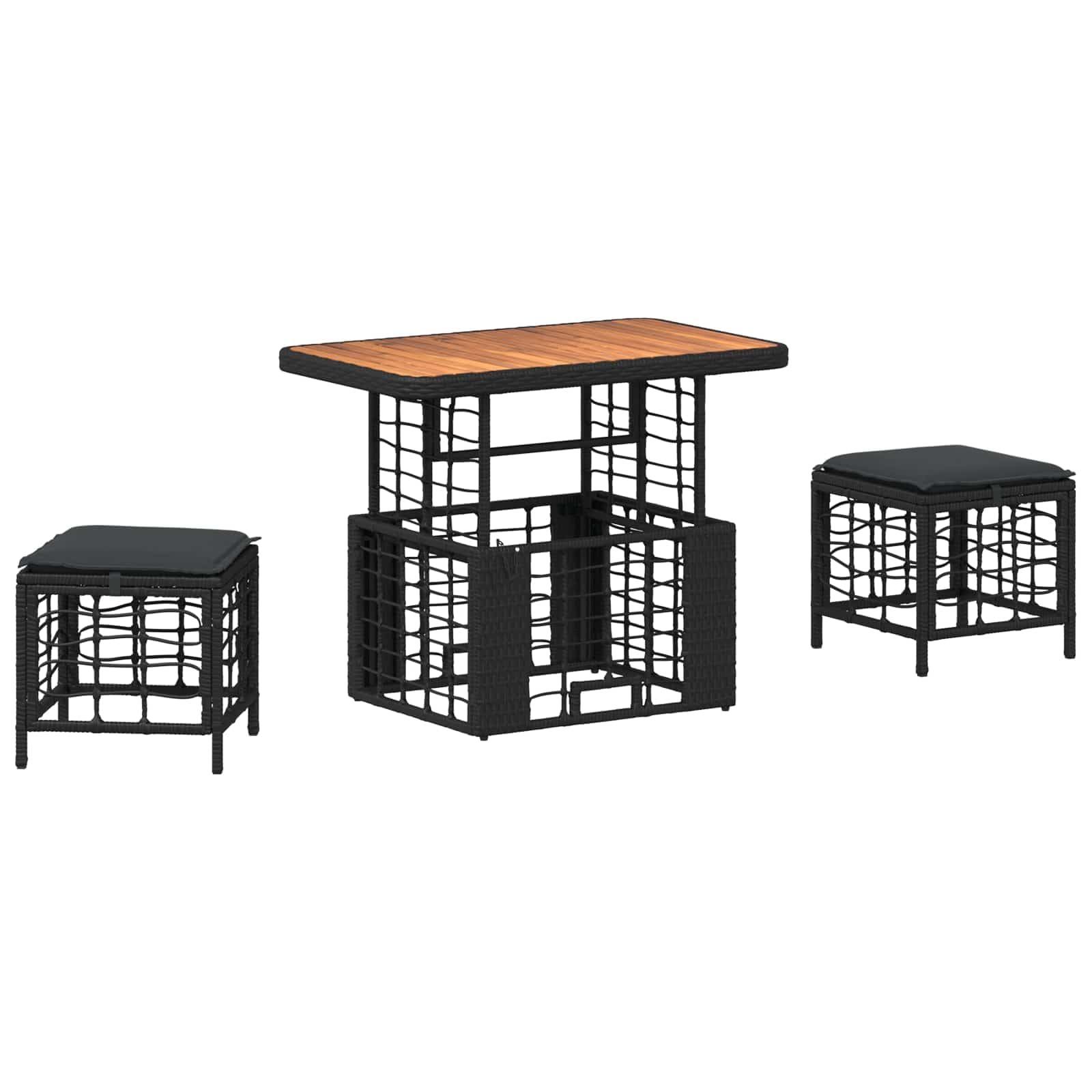 Ensemble de salle à manger avec table réglable en hauteur en poly rotin