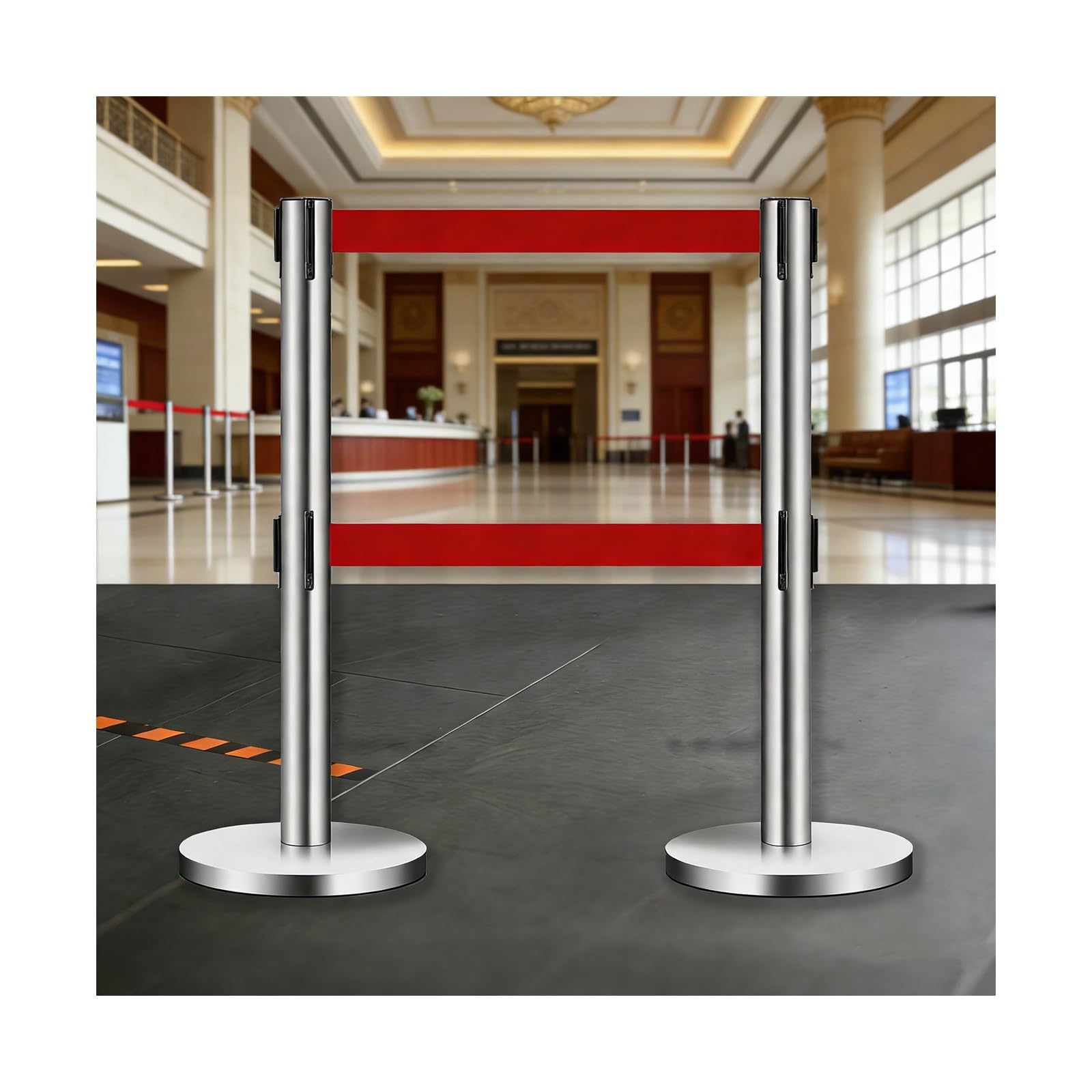 Stanchions de ceinture rétractables avec sangle de 3 mètres pour balisage