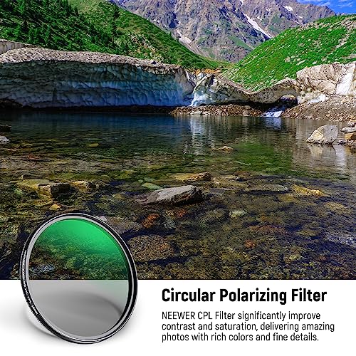 NEEWER 58mm Polarizing Filter, 24 Layer Multi Resistant Nano Coated MC CPL Circular Polarising Filter - Image 2