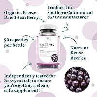 Vista 3 de Nature Restore Organic Acai Berry Supplement, Freeze Dried, 90 Acai Berry Capsules, Non GMO, Gluten Free, Vegan