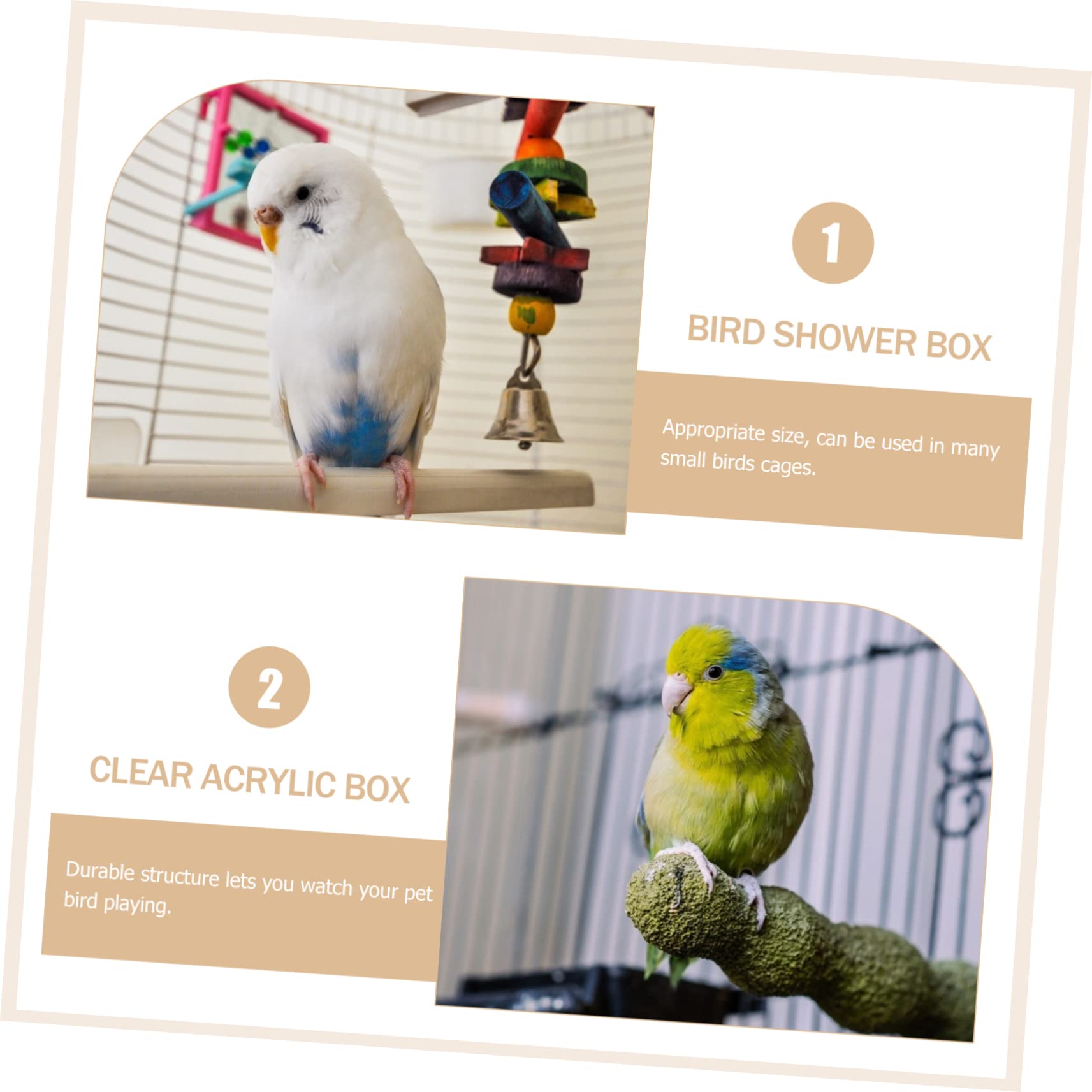 Vogelbadewanne aus Klarem Acryl Stabile und Spezielle Vogelkäfigzubehörbox für Papageien und Vögel für Zuhause und Vogeldusche im Käfig