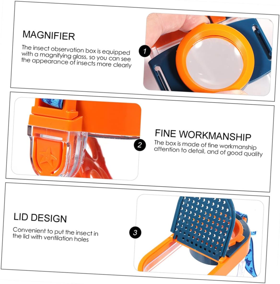2Pcs Outdoor Exploration Magnifying Observation Boxes with Lanyard for for Science Learning and Insect Collecting