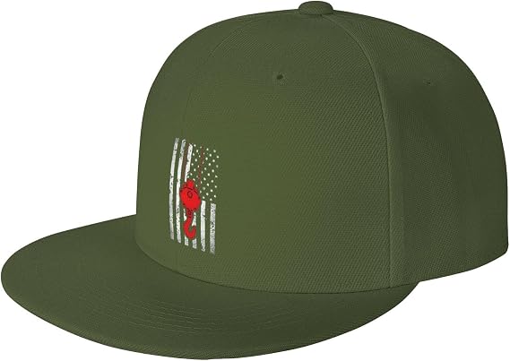 Crane Operator America Flag Flat Bill Visor Snapback Hat Adjustable Brim High Top Baseball Cap