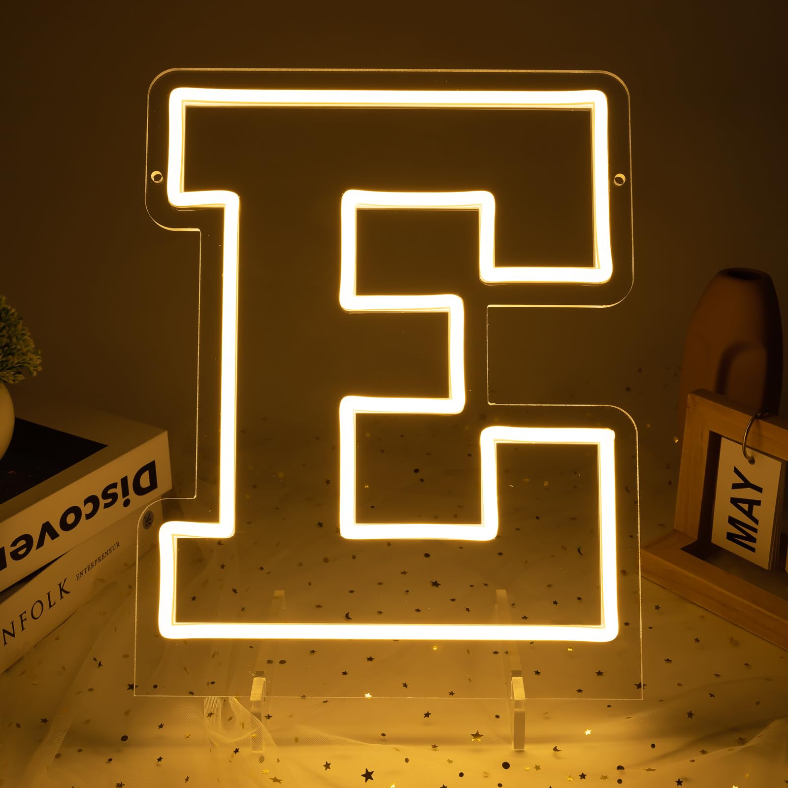 Light Up Letters E, Led Marquee Letter Lights Neon Sign, 13.9" Height Decorative Lighted Alphabet Number, Battery/USB Powered Led Letters Lights for Wedding, Birthday, Party, Christmas or Home Decor