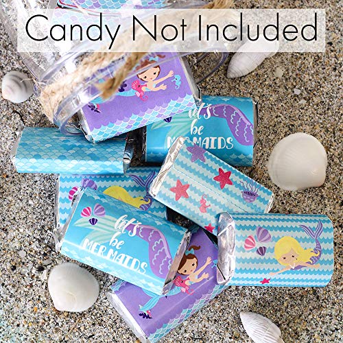 Mermaid Party Mini Candy Bar Wrappers - 45 Stickers #TOP1