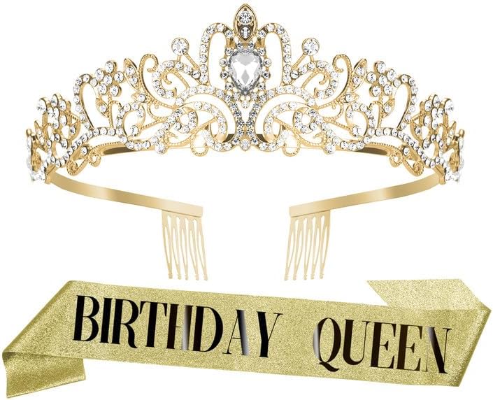 Tiara Birthday Girl Oro Con Strass - Corona Compleanno Per Donna Adulta - Foto 2