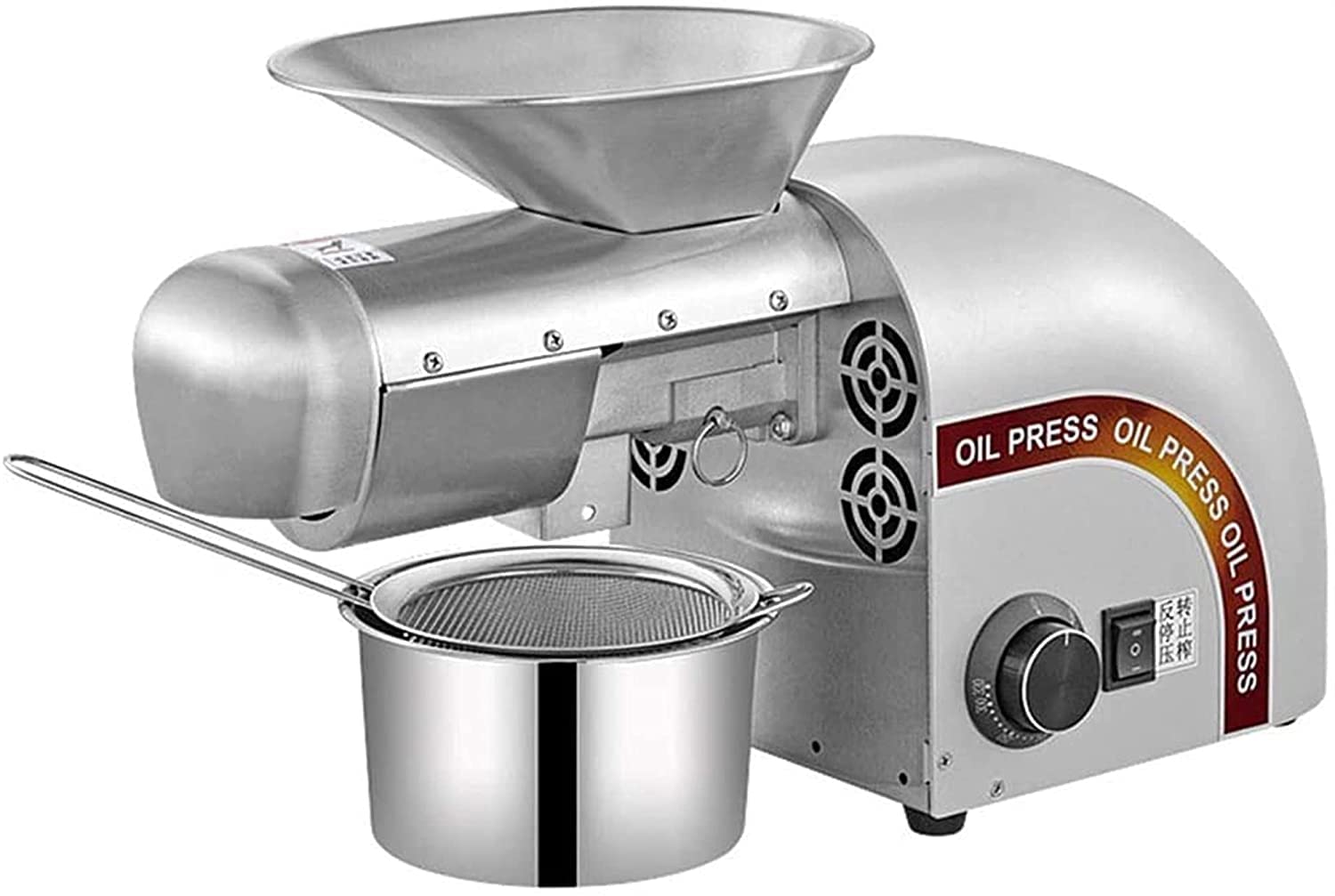 ASerZenith 1000W Kitchen Oil Press Machine, Cold/Hot Expeller Stainless Steel Oil Extractor Temperature Control for Peanut/Tea Seed/Sesame/Sunflower Seeds for Commercial Home