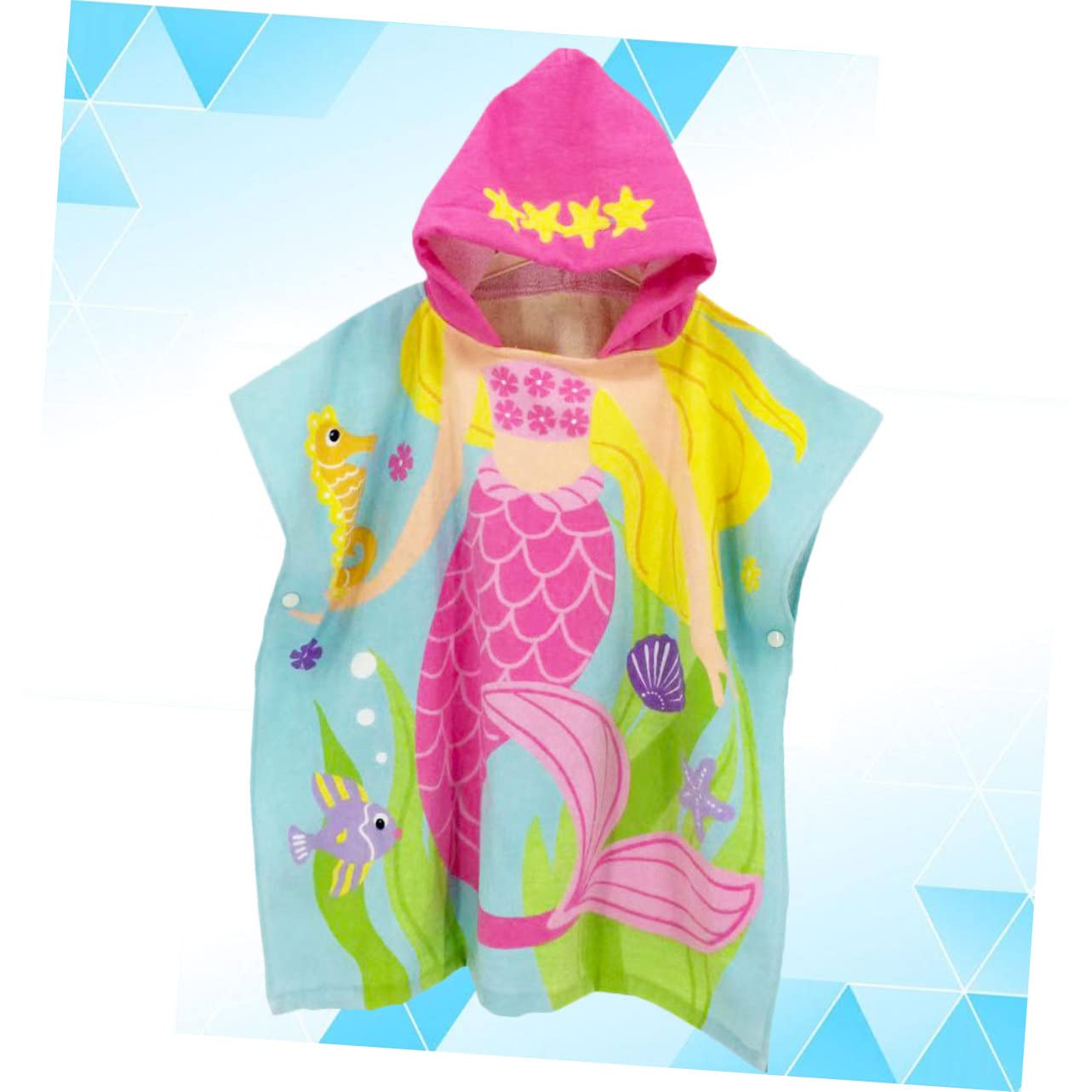 TOYANDONA Baumwoll Badetuch mit Meerjungfrau Motiv Kapuzen badeponcho Weicher Saugfähiger Strandumhang für Mädchen und Jungen Tragbarer Umhang zum Wechseln der Kleidung